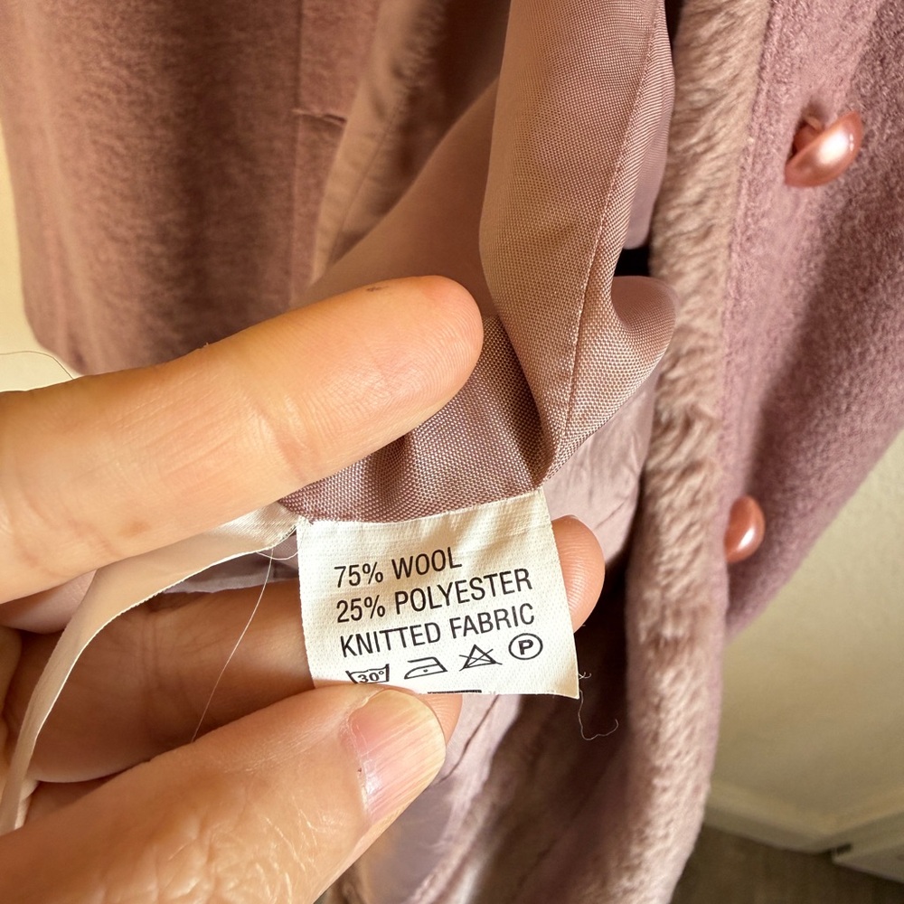 Vintage ARK Wool-Blend Women's Soft Pink Trench Coat-size M - Picture 6 of 11